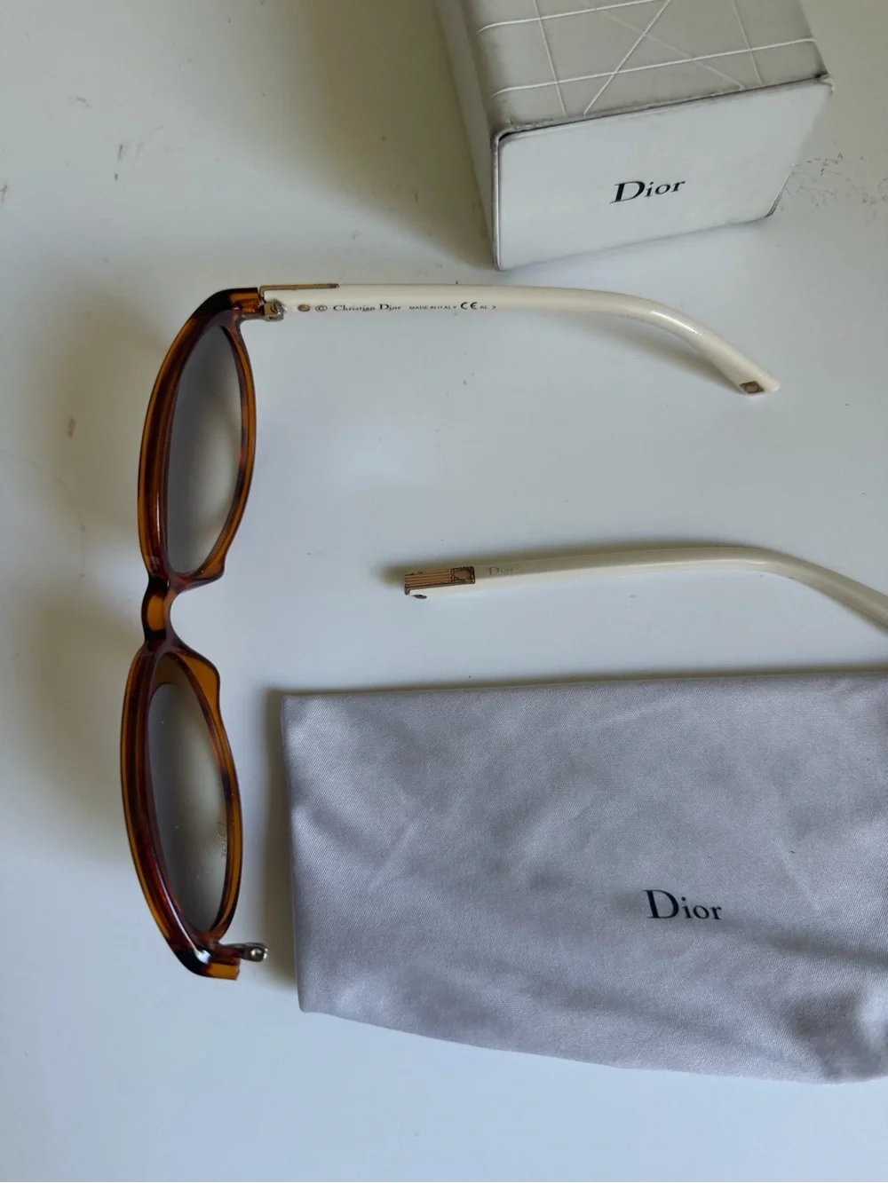 Christian Dior Vintage Glossy 1 Sunglasses FOR PARTS w/ Box Case